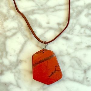 Jasper on leather necklace